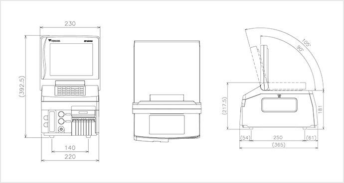 GP-2000αR/αLL+の外形寸法図