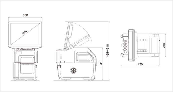 GP-7000α/αVerifyの外形寸法図