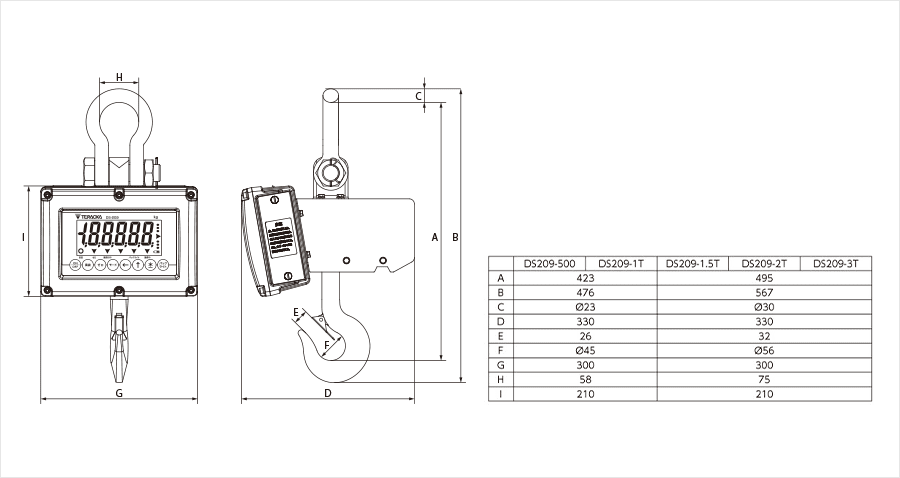 di-209の外形寸法図